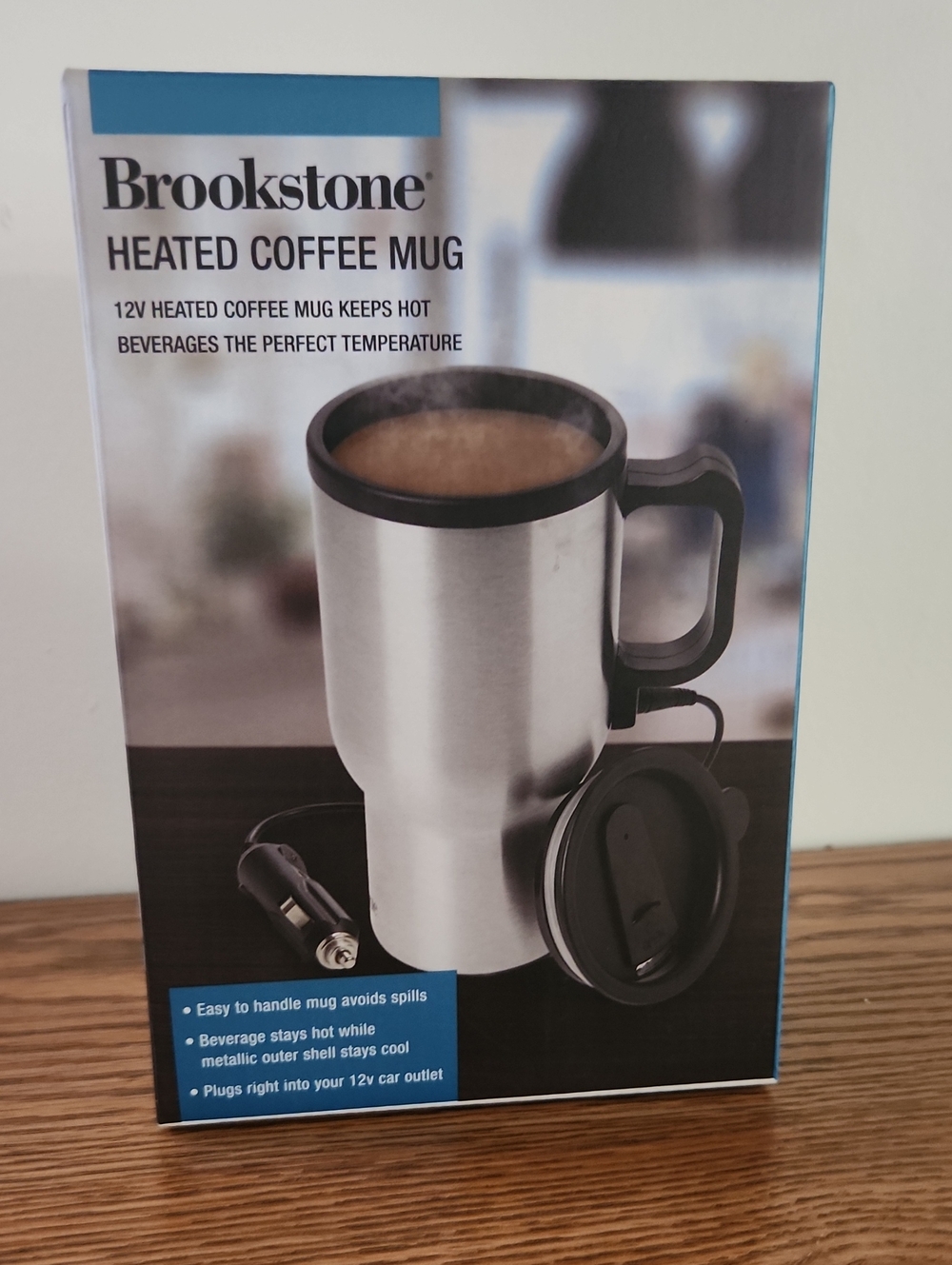 Brookstone Heated Stainless Steel Travel Mug 13 Oz NIB With Lid And Plug